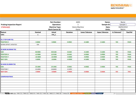 inspection report for cnc parts